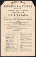 1925 Meghívó Soroksár és vidéke jubileumi gazdasági, ipari, kulturális és egészségügyi kiállítására. Felső sarkain vágott 22x34 cm