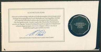 NSZK 1979. "Európai Parlament" Ag emlékérem érmés, bélyeges borítékon, alkalmi bélyeggel, ...