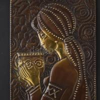 Takács Erzsébet (1928-1999): Danae. Réz domborítás, relief. Jelzés nélkül, hátoldalán Képcsarnok Vál...
