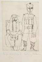 Csohány Kálmán (1925-1980): Régi fénykép I. Rézkarc, papír, jelzett, számozott (8/10), üvegezett fa ...