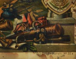 cca 1900 "Szolgálati időm emlékéül", katonai emléklap, kivágott katona portré fotóval. Erő...