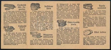 cca 1930 Eredeti, válogatott Váncza receptek - 2. sorozat, kis reklámfüzet receptekkel, kihajtva: 19...