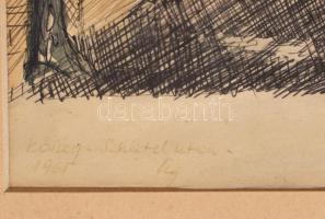 Legány Zoltán (1911-1993): Kőszegi óvárosi utca, 1965. Akvarell, papír, jelzett, paszpartuban. Felte...