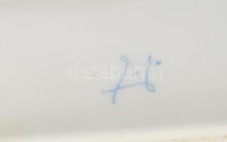 Antik Sévres fogkefe tartó porcelán tálka. Kézzel festett, jelzett, kis kopással 23x7,5 cm