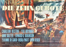 1956 Die zehn Gebote, Cecil B. DeMille film plakátja, Paramount Pictures, hajtott, szakadásokkal, 84×118 cm