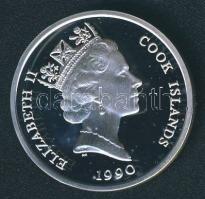 Cook szigetek 1990. 10$ Ag "Amerika 500 éve-Kolumbusz, hajó" T:PP Tanúsítvánnyal!