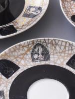 Cmielow lengyel retro mokkás készlet, kézzel festett iparművész, lengyel sast ábrázoló dekorral. Kéz...