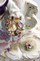 cca 1920-1940, Aelteste Volkstedter háromrészes, női alakkal díszített gyertyatartó. Kézzel festett ...