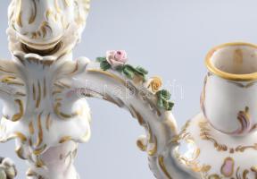 cca 1920-1940, Aelteste Volkstedter háromrészes, női alakkal díszített gyertyatartó. Kézzel festett ...