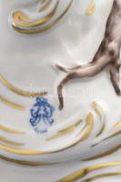 cca 1920-1940, Aelteste Volkstedter háromrészes, női alakkal díszített gyertyatartó. Kézzel festett ...