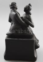 Antik gipsz figurális táncrendtartó. Feketére mázolt, jelzett, kis kopással, osztrák vagy német, m: ...