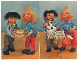 4 db MODERN svájci humoros bábfilm képeslap / 4 modern Swiss humour puppet film's motive postca...