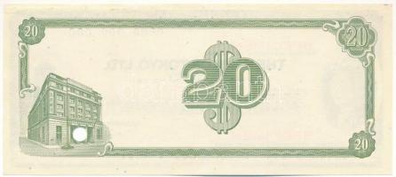 Amerikai Egyesült Államok DN "Tokió Bank" 20$ "SPECIMEN" utazási csekk lyukasztá...