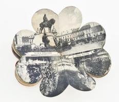 cca 1940 Kolozsvári emlék, szív alakú, leporellószerű album kinyitható képekkel (Mátyás-szobor, Hitl...