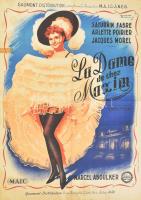1950 La Dame de chez Maxim című film plakátja, hajtott, szakadással, 80×60 cm