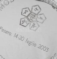 2003 Pentathlon gravírozott fém díj. d: 18 cm Dobozban