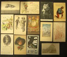 354 db régi régi tematikus képeslap rengeteg érdekességgel, nagyon sok jó motívummal többek közt katonai, haditengerészeti, művész, üdvölő stb / 354 old thematic cards with a lot of interesting tpics: military, navy, artist signed, greetings, etc