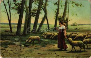 1917 Auf dem Lande / shepherdess. Stengel & Co. 29967. s: Henri Lerolle (EB)