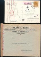1941.10.27. Cenzúrázott képeslap Bécsbe és 1942.08.25. Cenzúzázott levél Németországba küldve