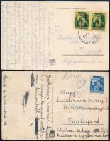 1945 (2. díjszabás) Kecel és Visegrád képeslapok 2P bérmentesítéssel