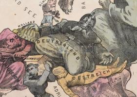 1870 Humoristische Karte von Europa im Jahre 1870., Verlag: Reinhold Schlingmann, restaurált, 35×43 ...
