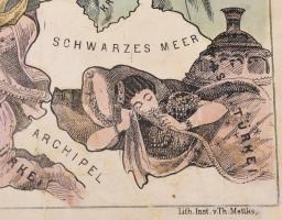 1870 Humoristische Karte von Europa im Jahre 1870., Verlag: Reinhold Schlingmann, restaurált, 35×43 ...