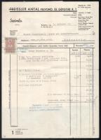 1941-1942 Freissler Antal Felvonó- és Gépgyár Rt. 2 db számlája, egyikhez vétlevél és szerelés-igazo...