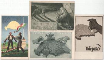 4 db RÉGI irredenta propaganda képeslap / 4 pre-1945 Hungarian irredenta propaganda art postcards