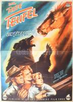 1947 Der rote Teufel című Gamma-Film plakátja, hajtott, szakadásokkal, 84×60 cm