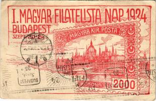 1924 Budapest, I. Magyar Filatelista Nap, Országház, Parlament / 1st Hungarian Philatelist Day s: Lehnert + I. Magyar Filatelista Nap So. Stpl. (EB)