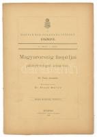 Dr. Felix János: Magyarország faopáljai palaeophytologiai tekintetben. Közli magyar nyelven: Dr. Staub Móricz. A Magyar Kir. Földtani Intézet Évkönyve VII. köt. 1 füzet. Bp., 1884, Légrády-ny., 42 p.+ 4 (litográfiák) t. Kiadói papírkötés, kissé sérült, részben felvágatlan lapokkal.