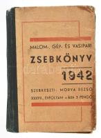 Malom-, gép- és vasipari zsebkönyv 1942. Szerk.: Morva Rezső. XXXVII. évfolyam. Bp., 1942, szerzői kiadás (Róna-ny.), 301+(3) p. Kiadói félvászon-kötés, kissé viseltes, foltos borítóval.