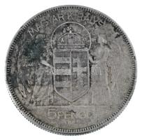 1930. 5P Ag "Horthy jobbra" T:F patina Adamo P8