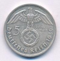 Német Harmadik Birodalom 1939F 5M Ag "Hindenburg" T:AU German Third Reich 1939F 5 Reichsma...