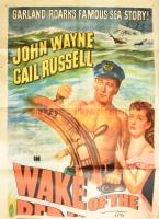 1948 Wake of the Red Witch amerikai kalandfilm óriásplakátjának teteje, hajtott, szakadásokkal, 136×134 cm
