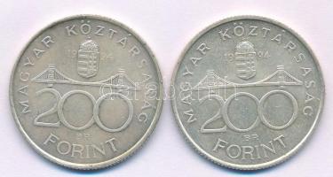 1994. 200Ft "Deák" Ag (2x) T:AU,XF patina Adamo F13.1