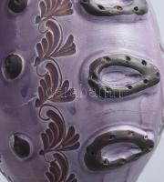 Miskakancsó, lilás festéssel. Jelzés nélkül, kopással, m: 23,5 cm