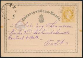 1871 2kr díjjegyes levelezőlap FEK(ETEH)EGY - Pest