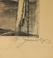 Szentgyörgyvári Gyenes Lajos (1890-1971): Firenze - Ponte Vecchio. Rézkarc, papír, jelzett, üvegezet...