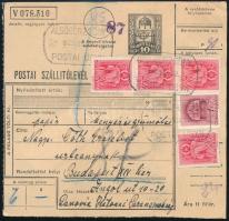 1942 Csomagszállító 8 db bélyeggel és ALSÓGÖRZSÖNY postaügynökségi bélyegzéssel