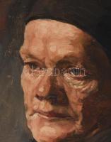 Jelzés nélkül, feltehetően Réth Alfréd (1884-1966) műve: Idős hölgy képmása. Olaj, karton. Mellékelv...