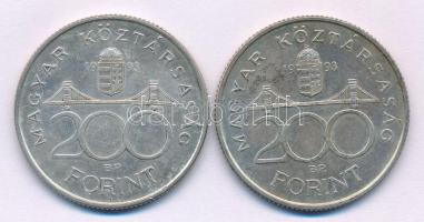 1993. 200Ft Ag "MNB" (2x) T:XF Adamo F13