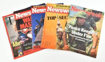 1983-2006 Newsweek + Time amerikai magazinok, össz. 5 db, háborús témákkal (Hamas takes power - A Hamász hatalomra jutása, stb.), angol nyelven, vegyes állapotban