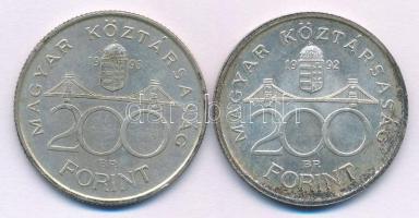 1992. 200Ft Ag "MNB" + 1993. 200Ft Ag "MNB" T:AU,XF patina, ph