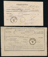 2 db feladóvevény FÜLEK bélyegzéssel
