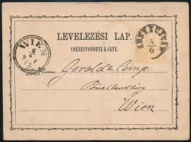 1873 2kr díjjegyes levelezőlap ÉRSEKÚJVÁR