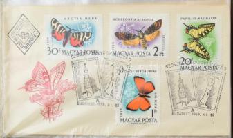 FDC összeállítás, közte magyar, USA, Monaco, ENSZ, 2 db FDC berakóban