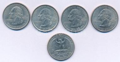 Amerikai Egyesült Államok 1997-2000. 25c (5xklf) egy kivételével forgalmi emlékkiadások a "Szöv...