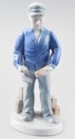 Kőműves férfi. Szocreál kerámia figura, jelzés nélkül, hibátlan, m: 14,5 m