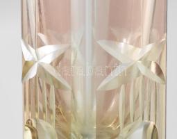 Ólomkristály hengerváza. Jelzés nélkül, kis kopással, m: 19,5 cm